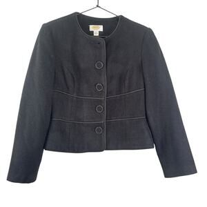 NWT Talbots Petites Wool Blend Blazer Womens Size 6 Black Corpcore Office Work